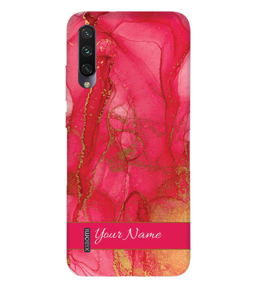 IK5010-Hot Pink Marble with Name Back Cover for Xiaomi Mi A3