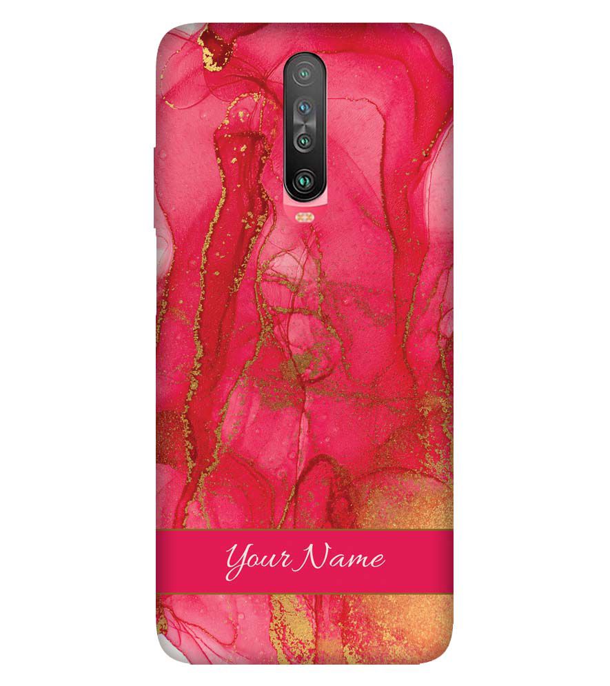 IK5010-Hot Pink Marble with Name Back Cover for Xiaomi Poco X2