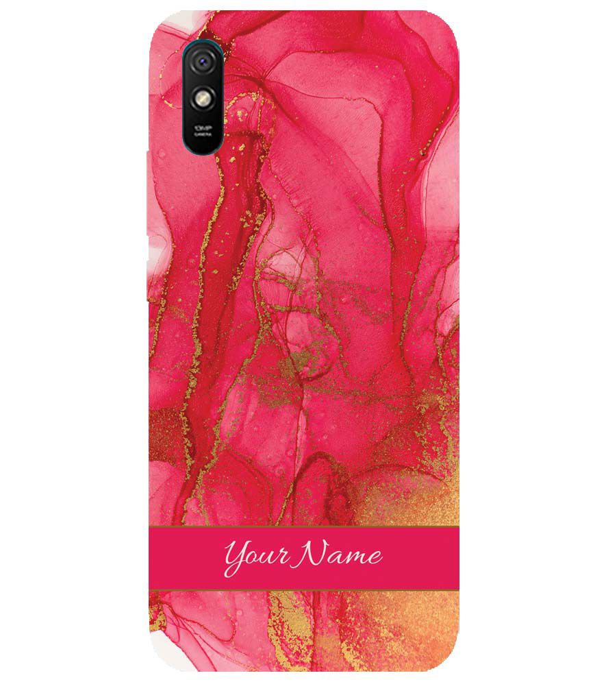 IK5010-Hot Pink Marble with Name Back Cover for Xiaomi Redmi 9i