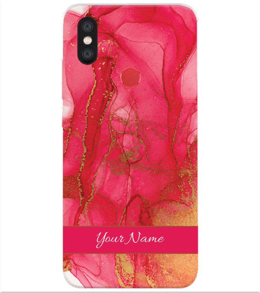 IK5010-Hot Pink Marble with Name Back Cover for Xiaomi Redmi Y2