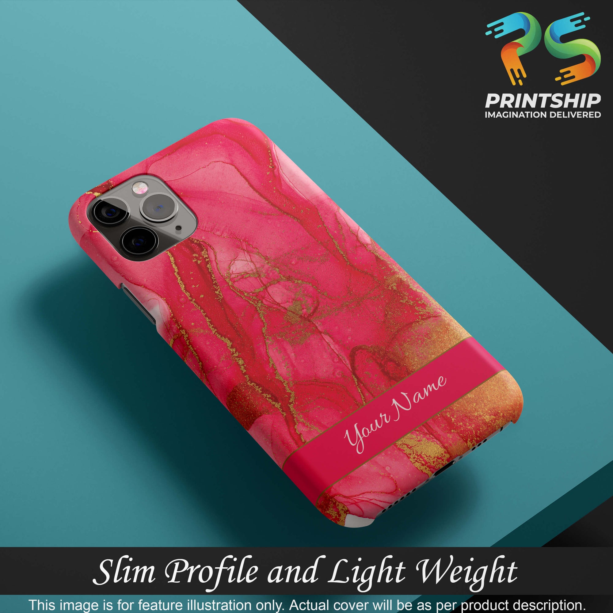 IK5010-Hot Pink Marble with Name Back Cover for Oppo K5-Image4