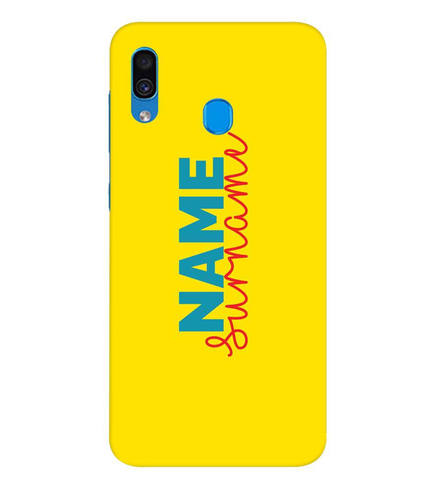 IK5016-Yellow Name and Surname Back Cover for Samsung Galaxy A20