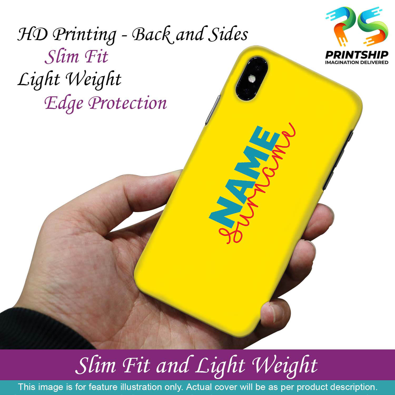 IK5016-Yellow Name and Surname Back Cover for Realme Narzo 50