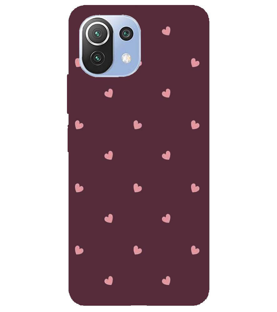 PS1307-Pink Heart Back Cover for Xiaomi Mi 11 Lite