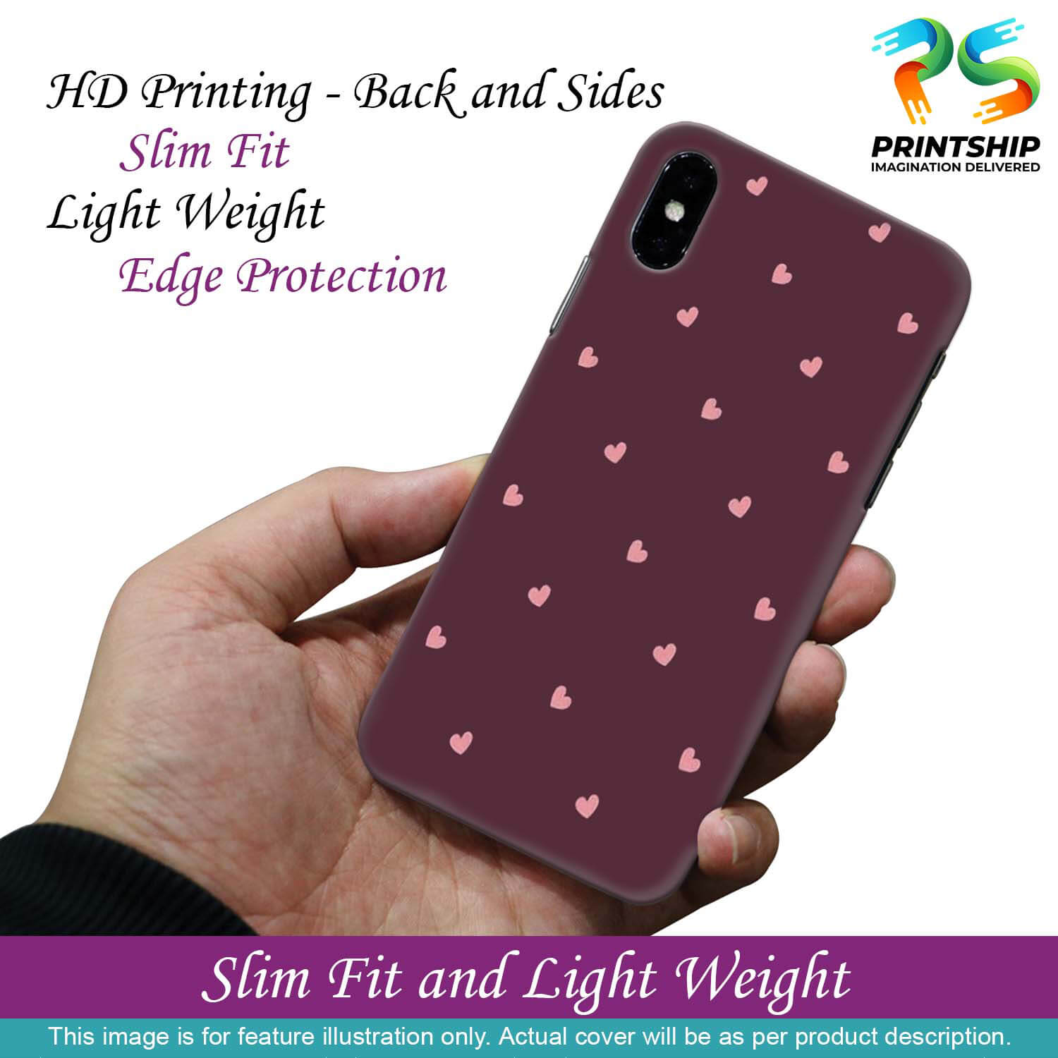 PS1307-Pink Heart Back Cover for Xiaomi Redmi Note 4