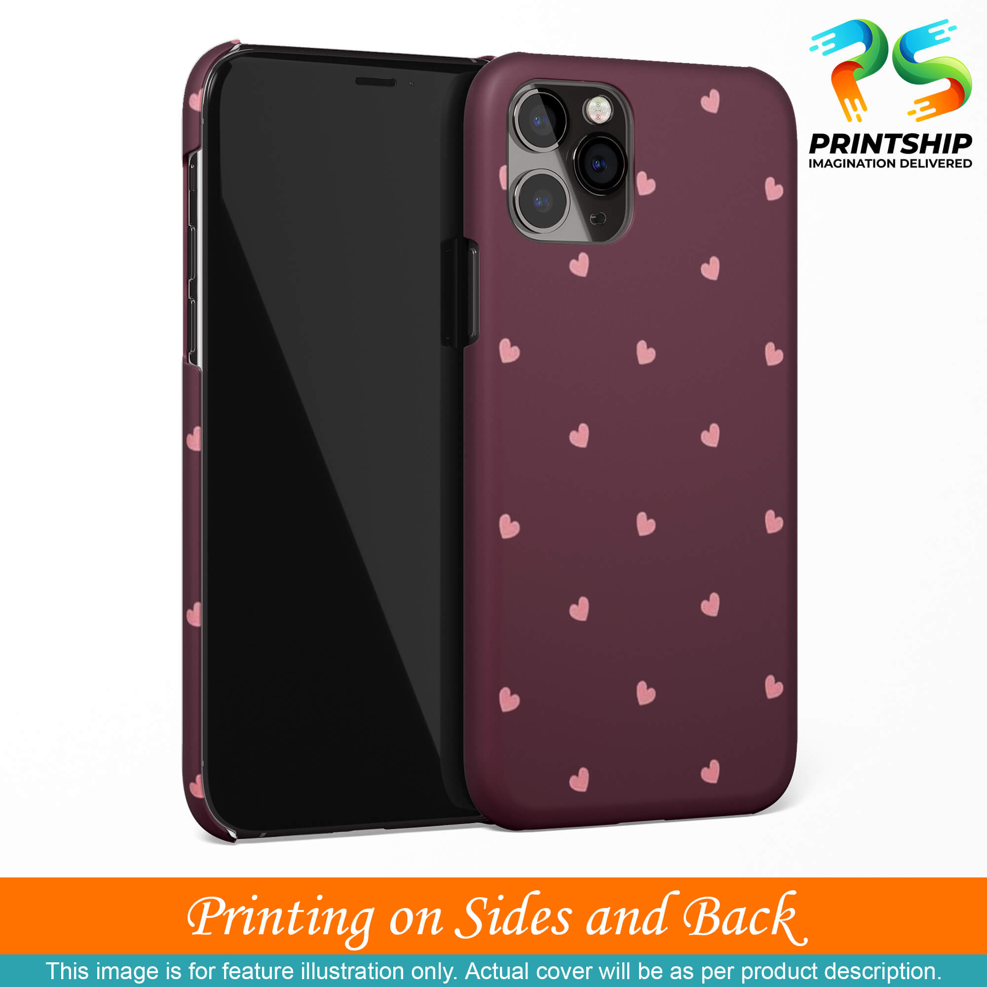 PS1307-Pink Heart Back Cover for Xiaomi Redmi Note 10-Image3