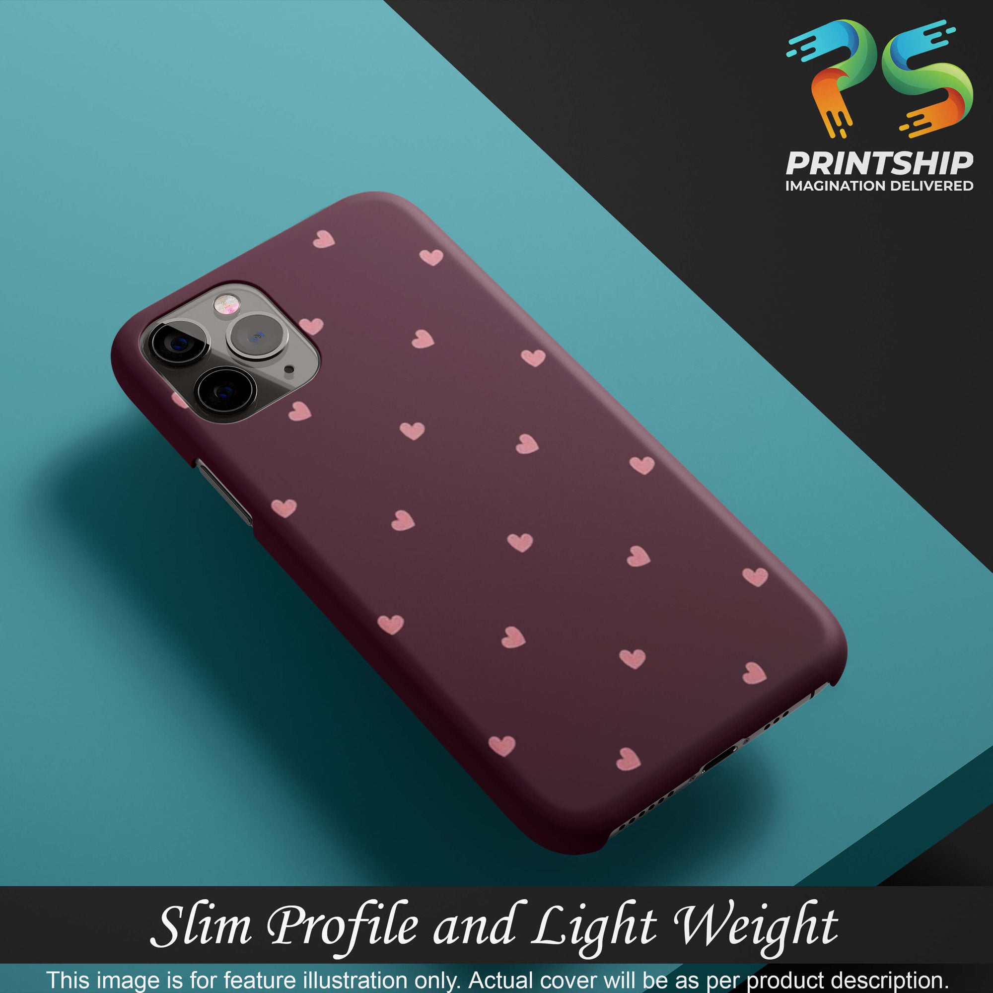 PS1307-Pink Heart Back Cover for Huawei Honor Play-Image4