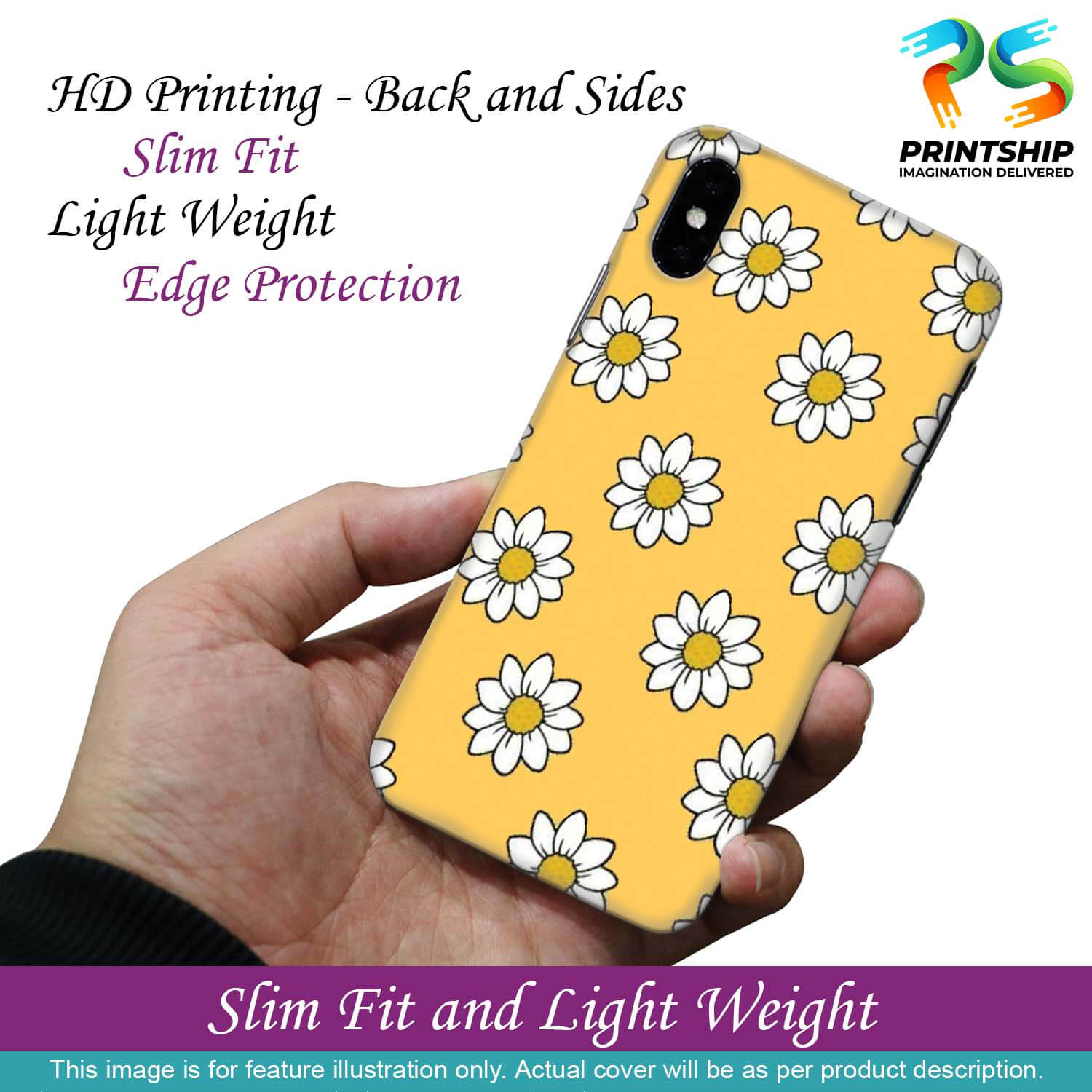 PS1316-White Sunflower Back Cover for Realme 5s