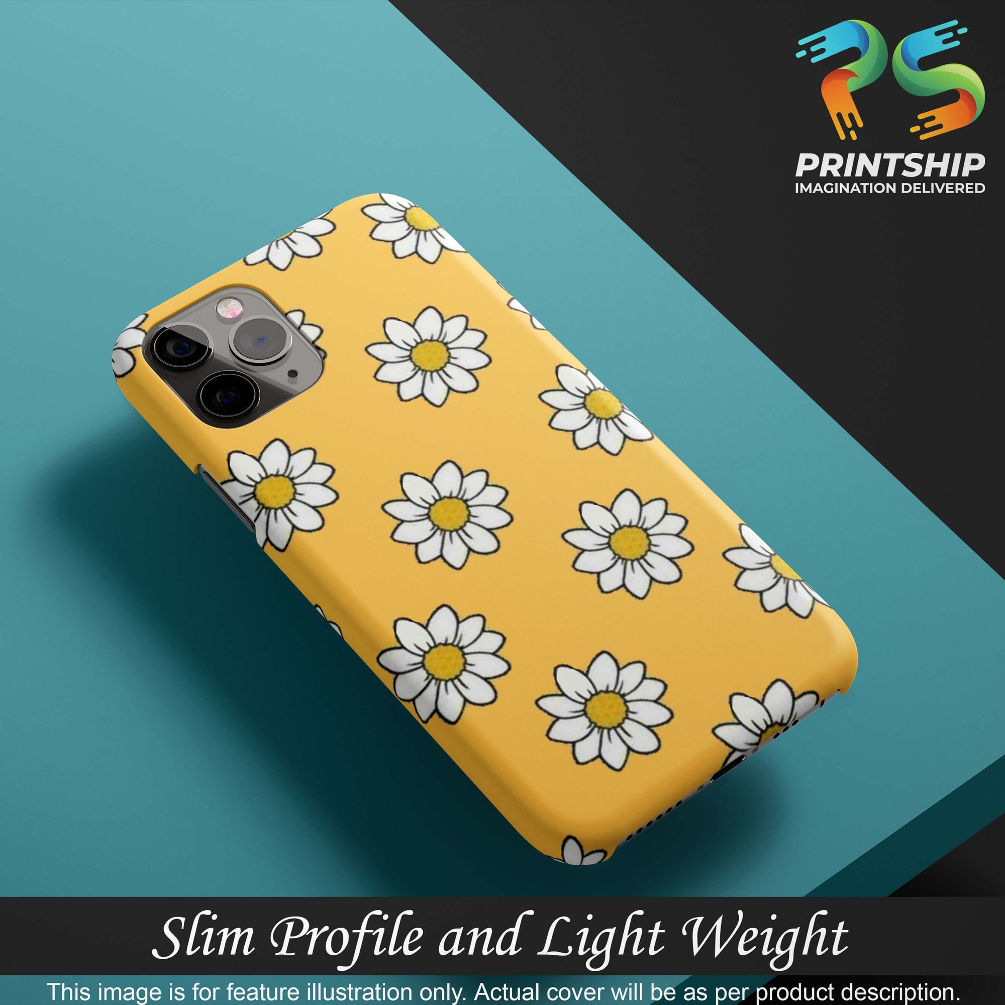 PS1316-White Sunflower Back Cover for Xiaomi Redmi Note 9-Image4