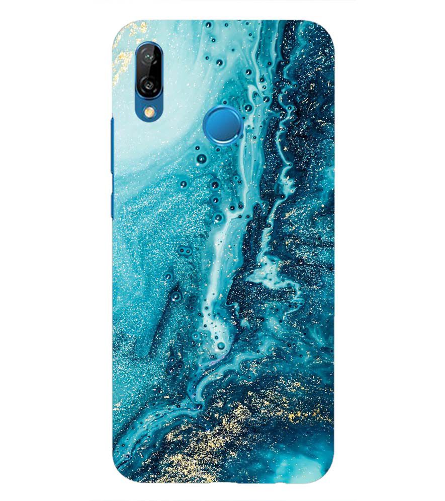 PS1317-Blue Marbles Back Cover for Huawei P20 Lite