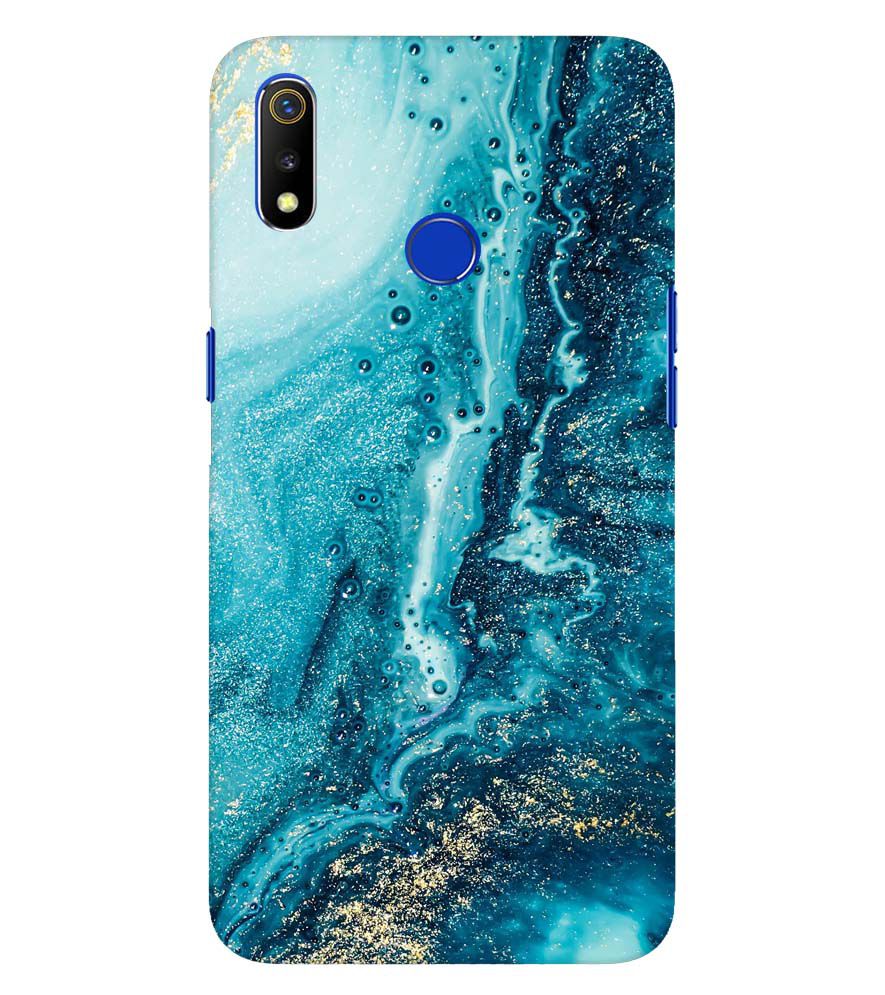 PS1317-Blue Marbles Back Cover for Oppo Realme 3