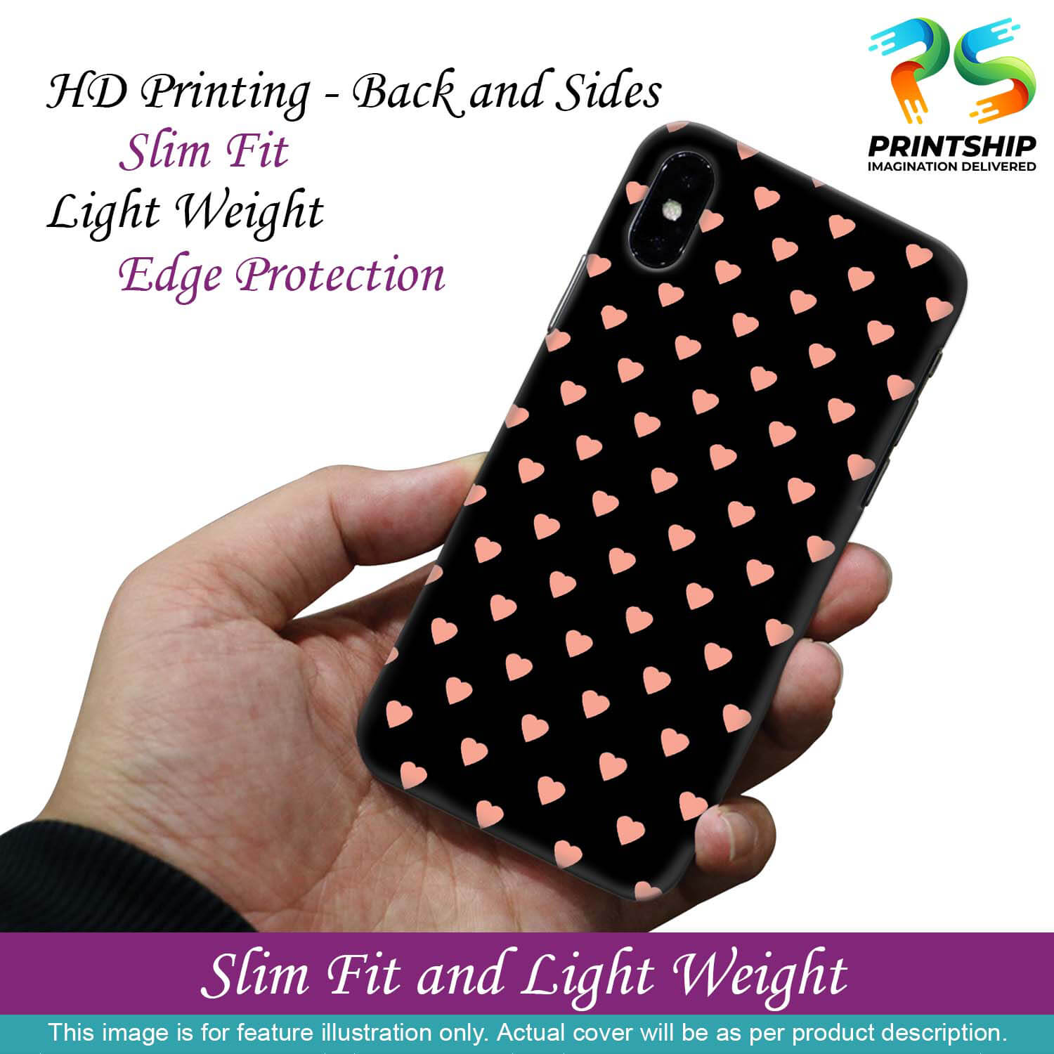 PS1318-Hearts All Over Back Cover for Realme 5s