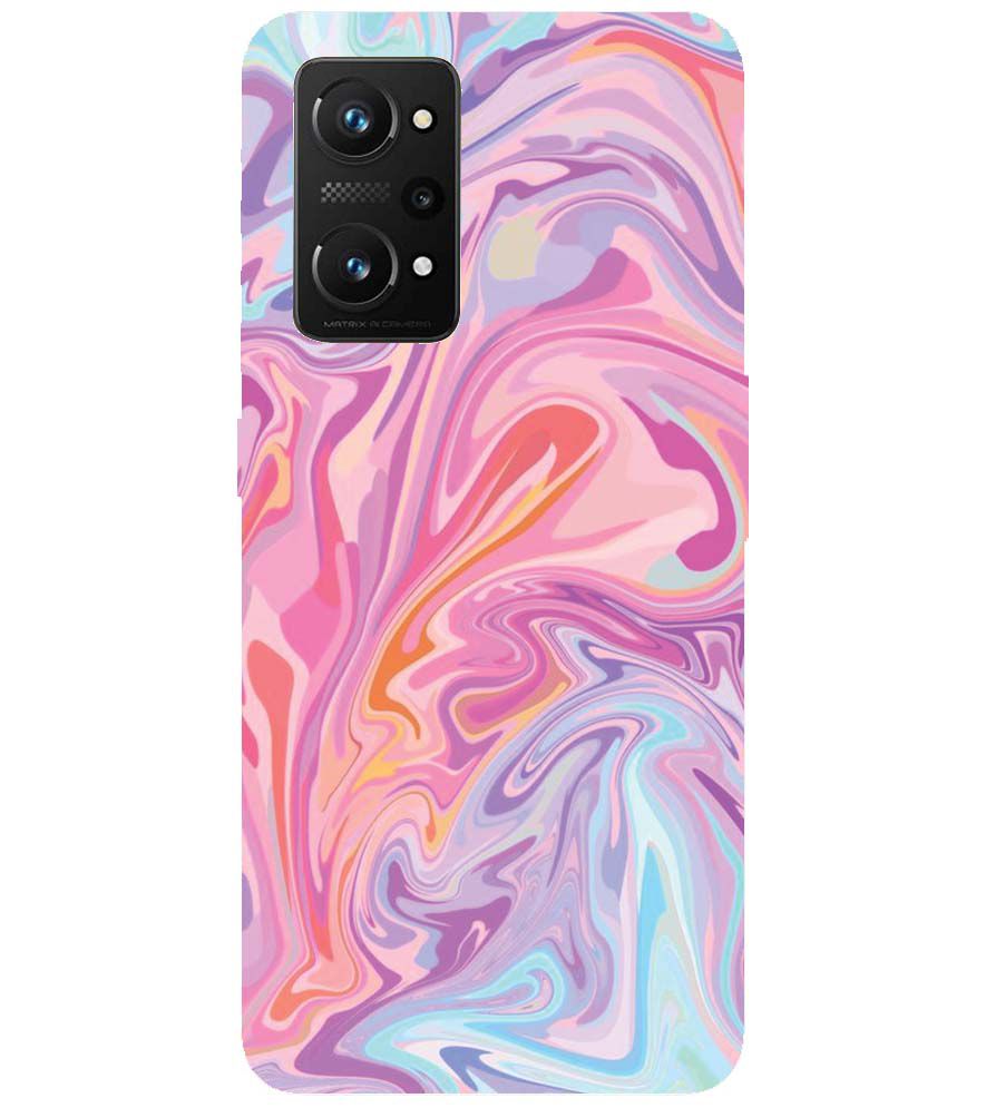 PS1319-Pink Premium Marble Back Cover for Realme Q3 Pro 5G