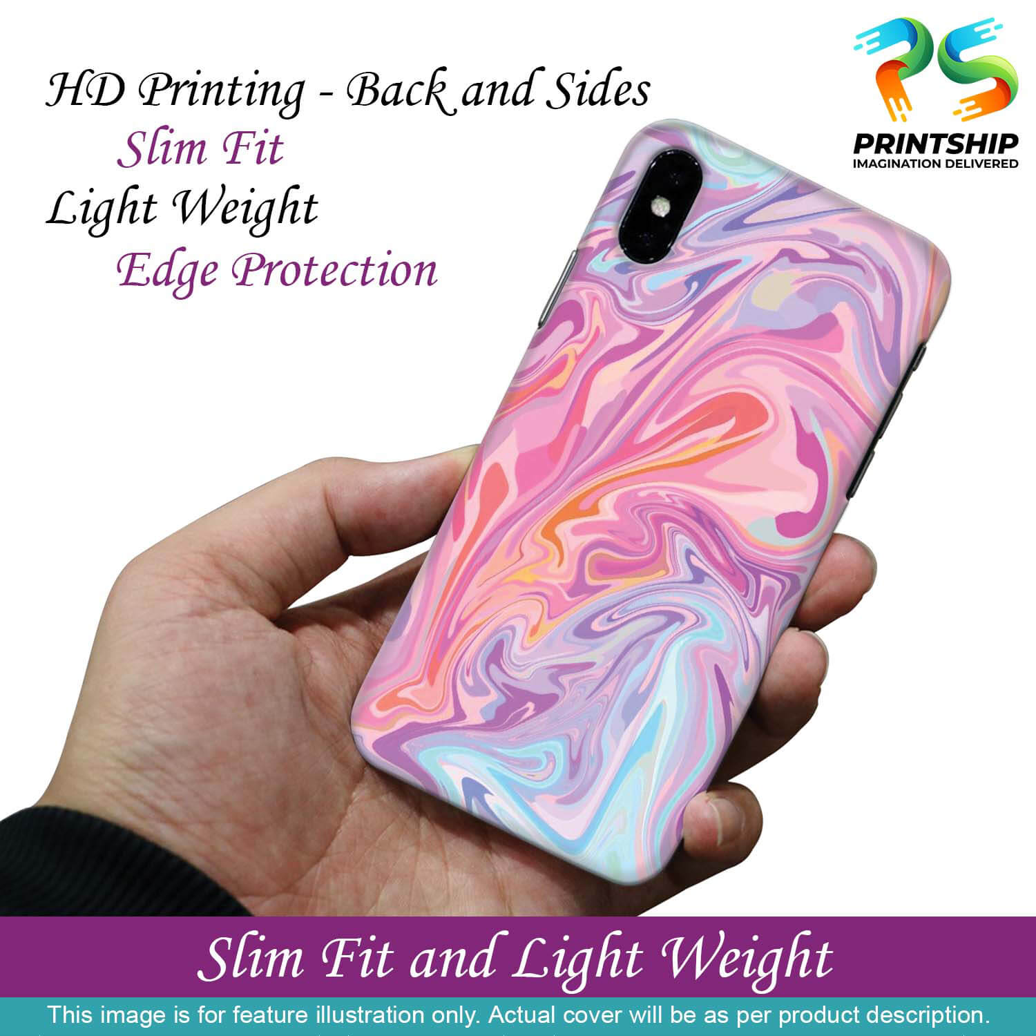 PS1319-Pink Premium Marble Back Cover for Vivo S1