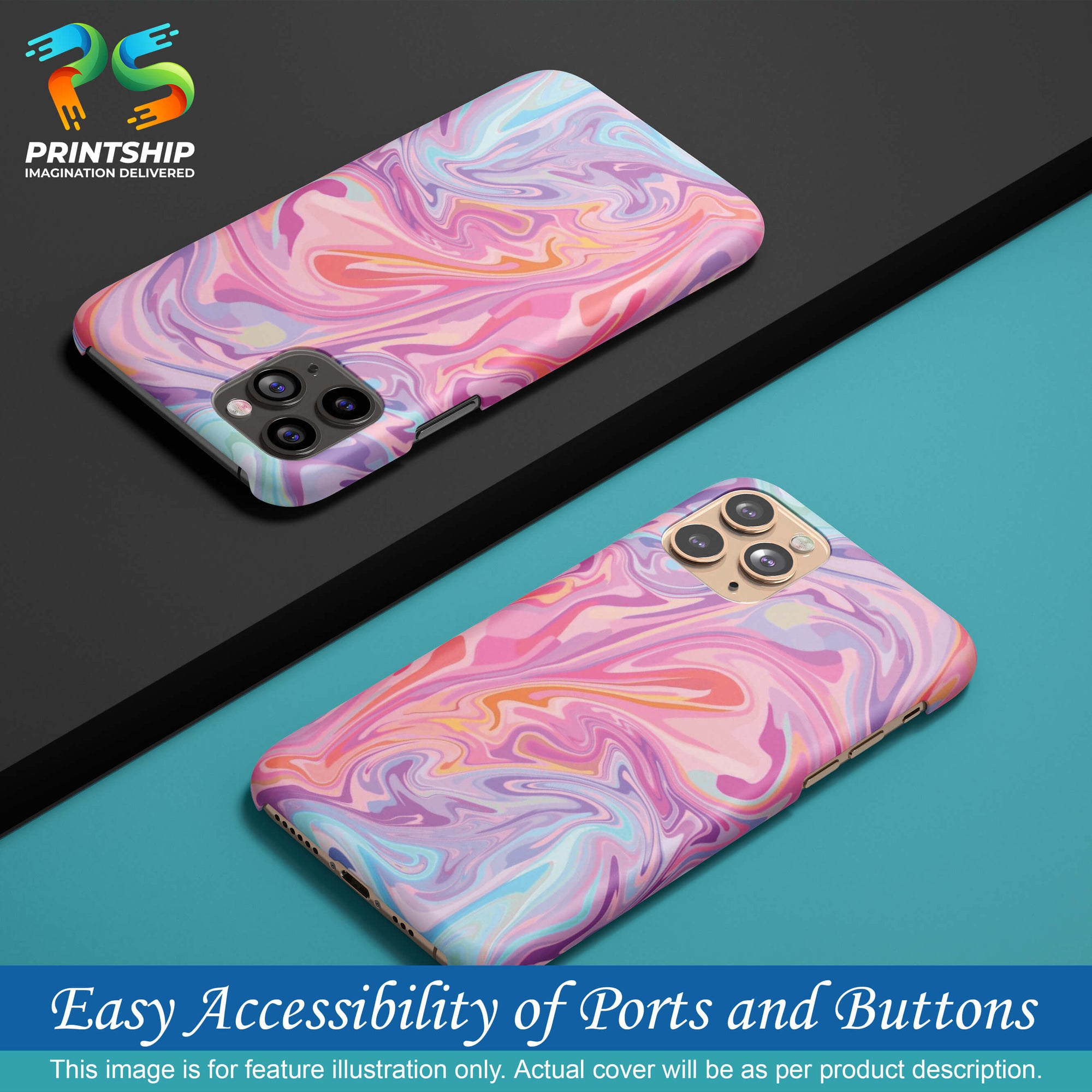 PS1319-Pink Premium Marble Back Cover for Huawei Honor Play-Image5