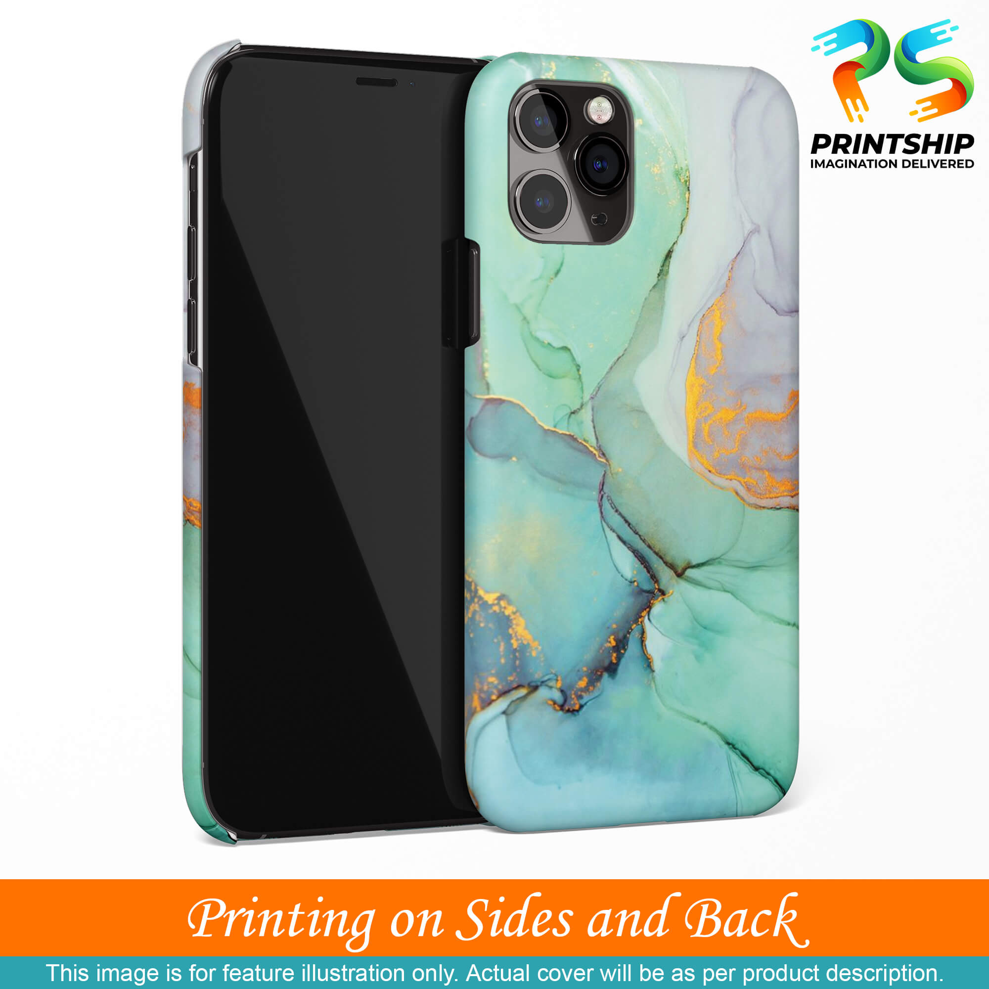 PS1320-Green Marble Premium Back Cover for Xiaomi Redmi Note 9S-Image3