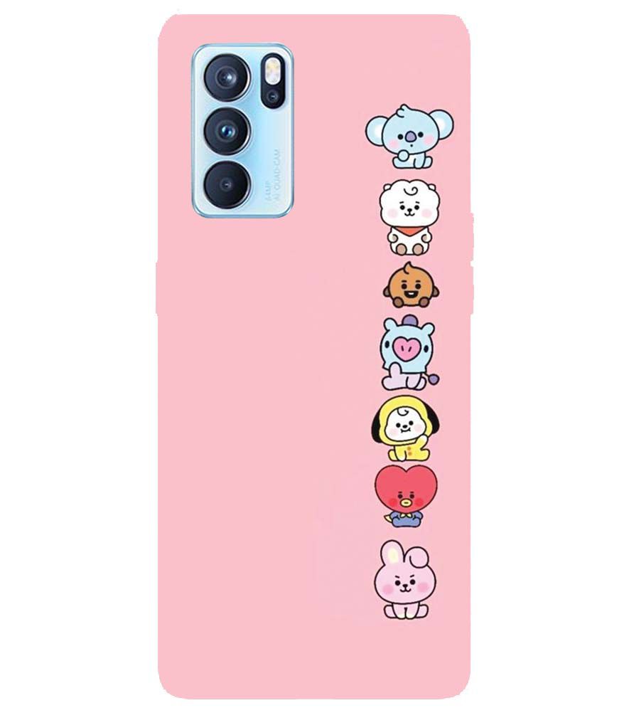 PS1321-Cute Loving Animals Girly Back Cover for Oppo Reno6 5G