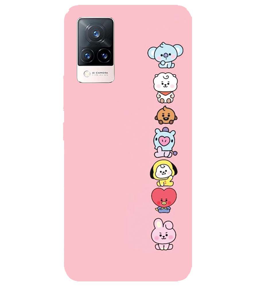 PS1321-Cute Loving Animals Girly Back Cover for Vivo V21 5G