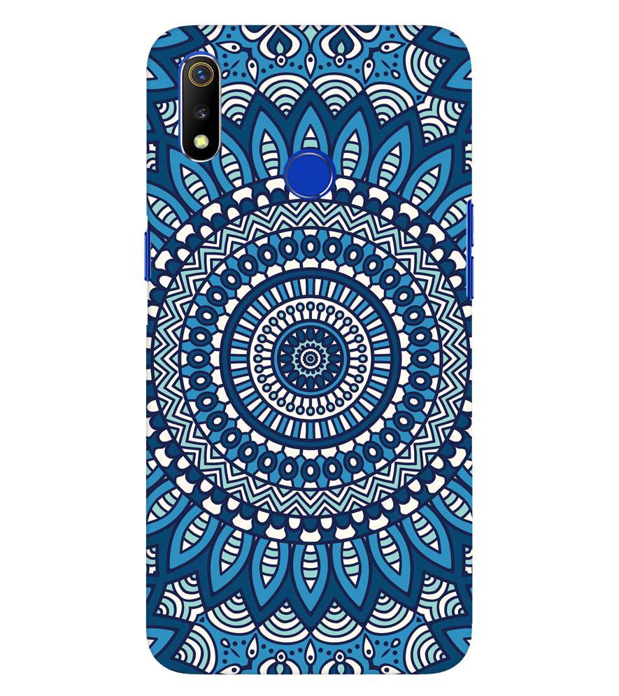 PS1327-Blue Mandala Design Back Cover for Oppo Realme 3