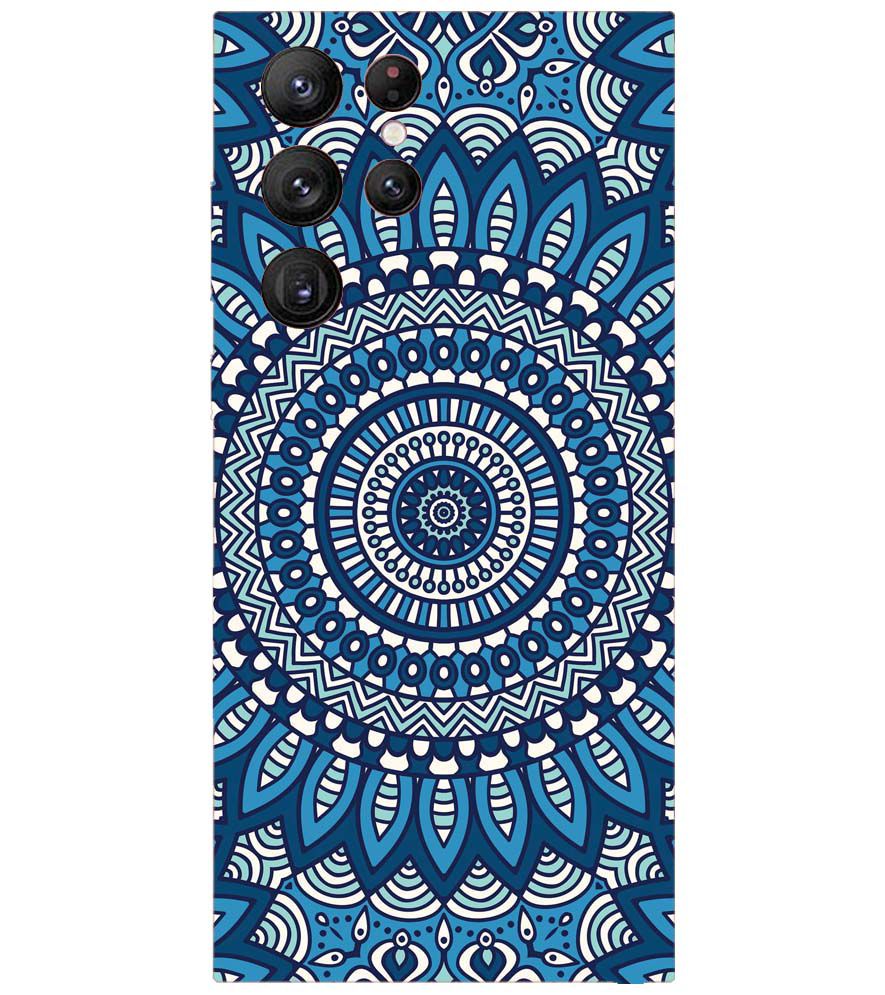 PS1327-Blue Mandala Design Back Cover for Samsung Galaxy S22 Ultra 5G