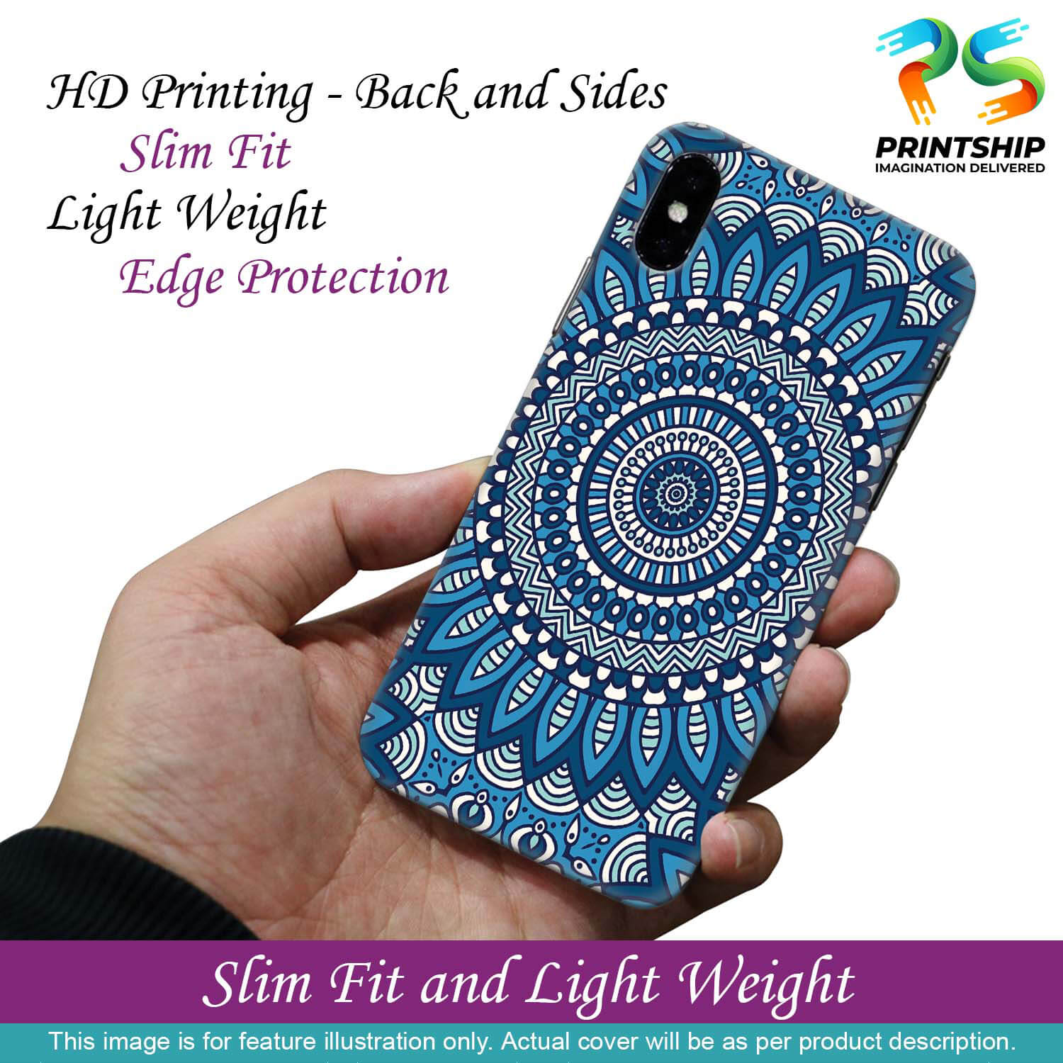 PS1327-Blue Mandala Design Back Cover for Realme C35