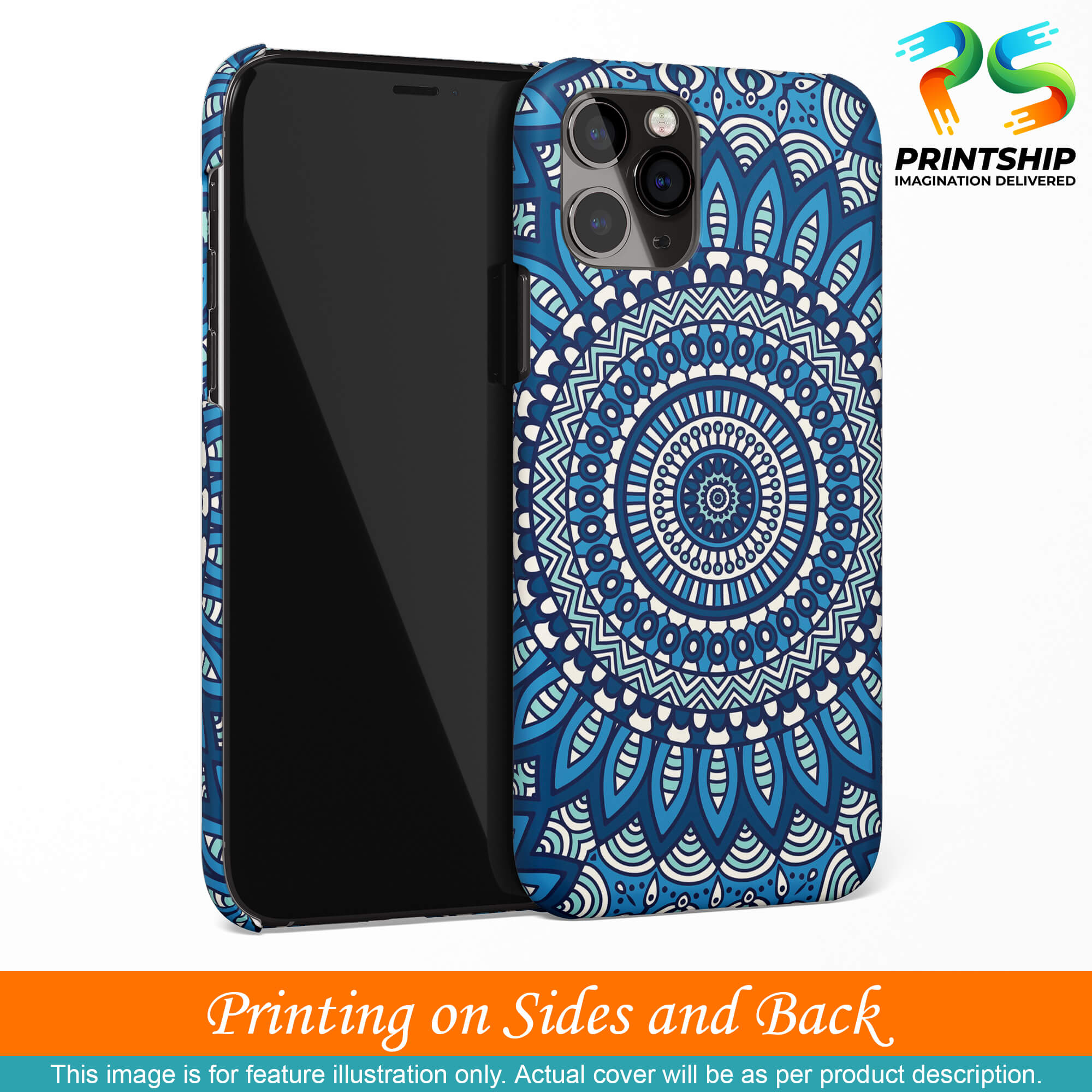 PS1327-Blue Mandala Design Back Cover for Realme U1-Image3