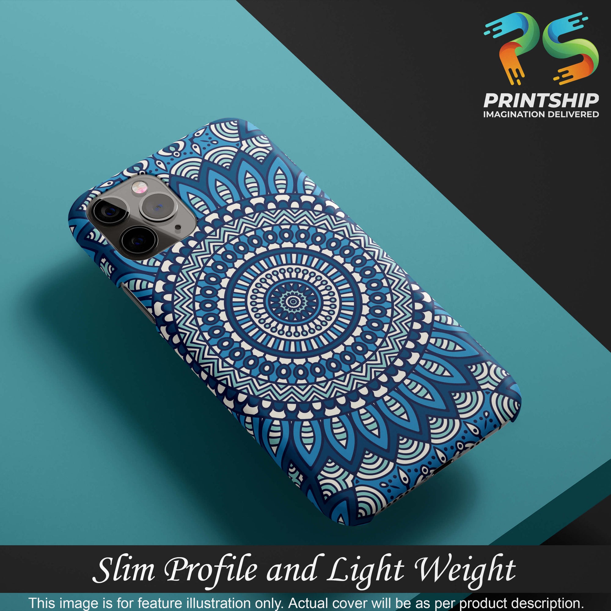 PS1327-Blue Mandala Design Back Cover for Realme Narzo 50-Image4