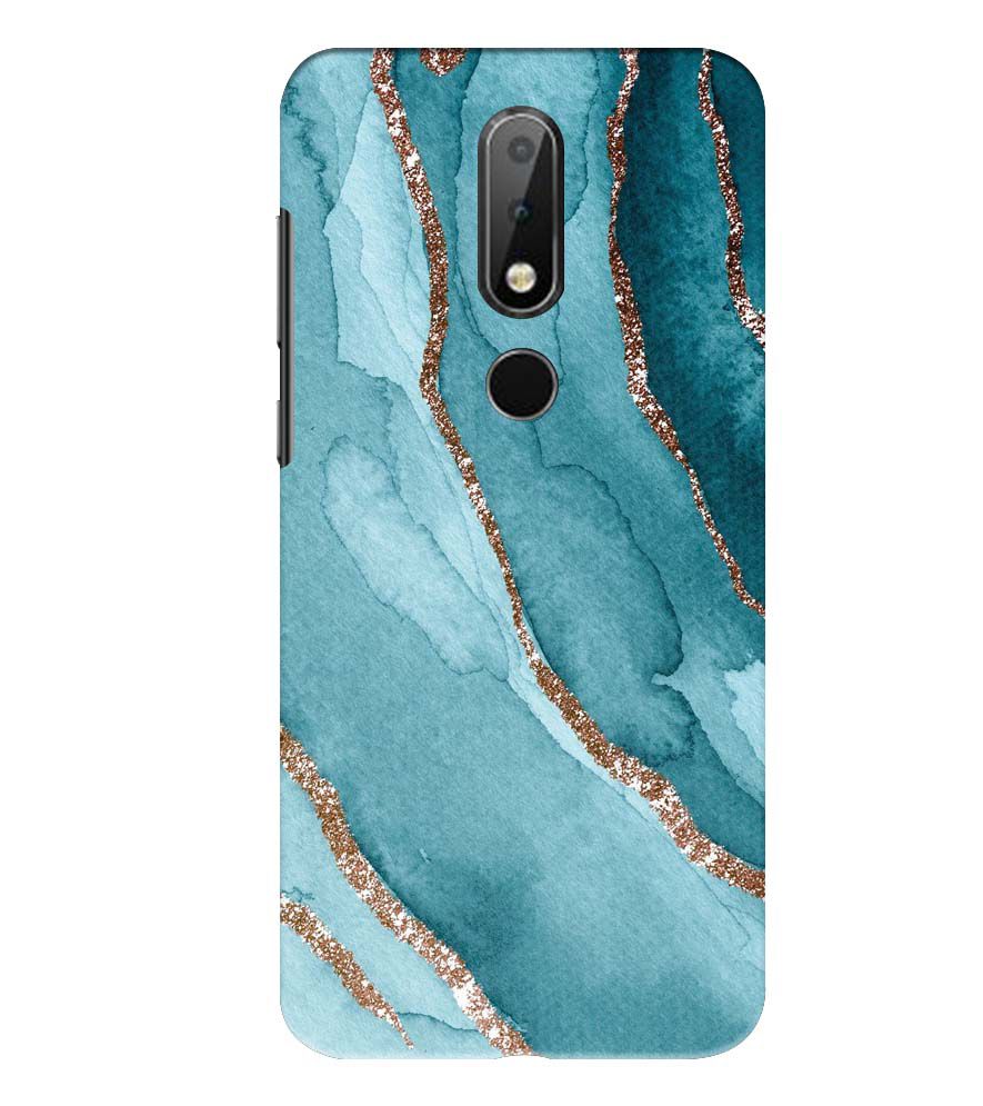 PS1329-Golden Green Marble Back Cover for Nokia 6.1 Plus (Nokia X6)