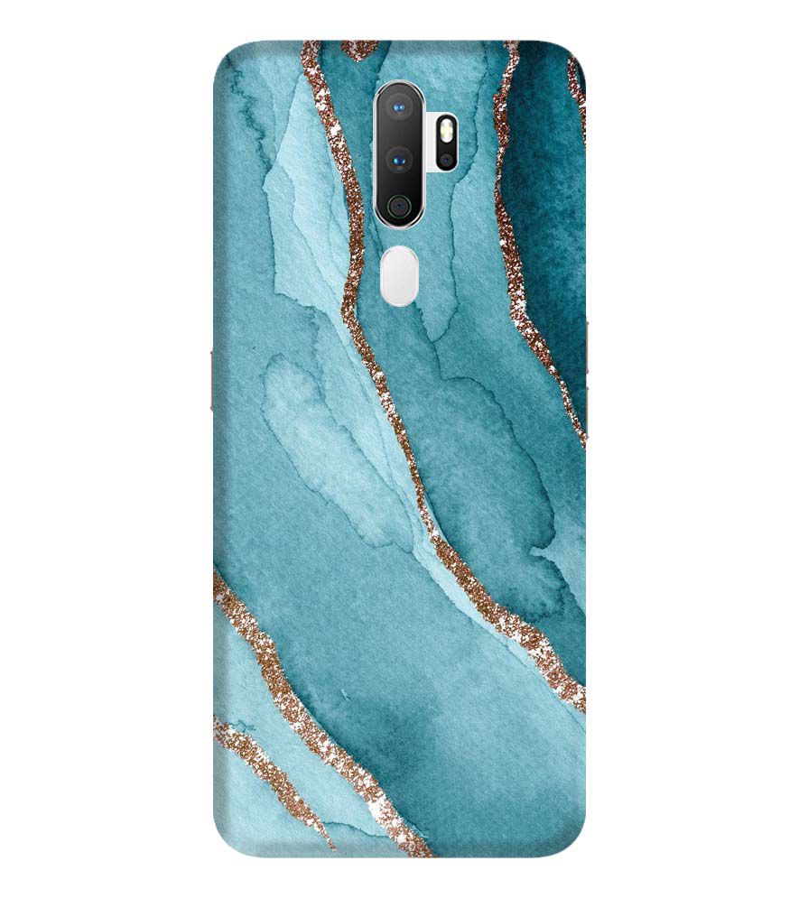 PS1329-Golden Green Marble Back Cover for Oppo A9 (2020)