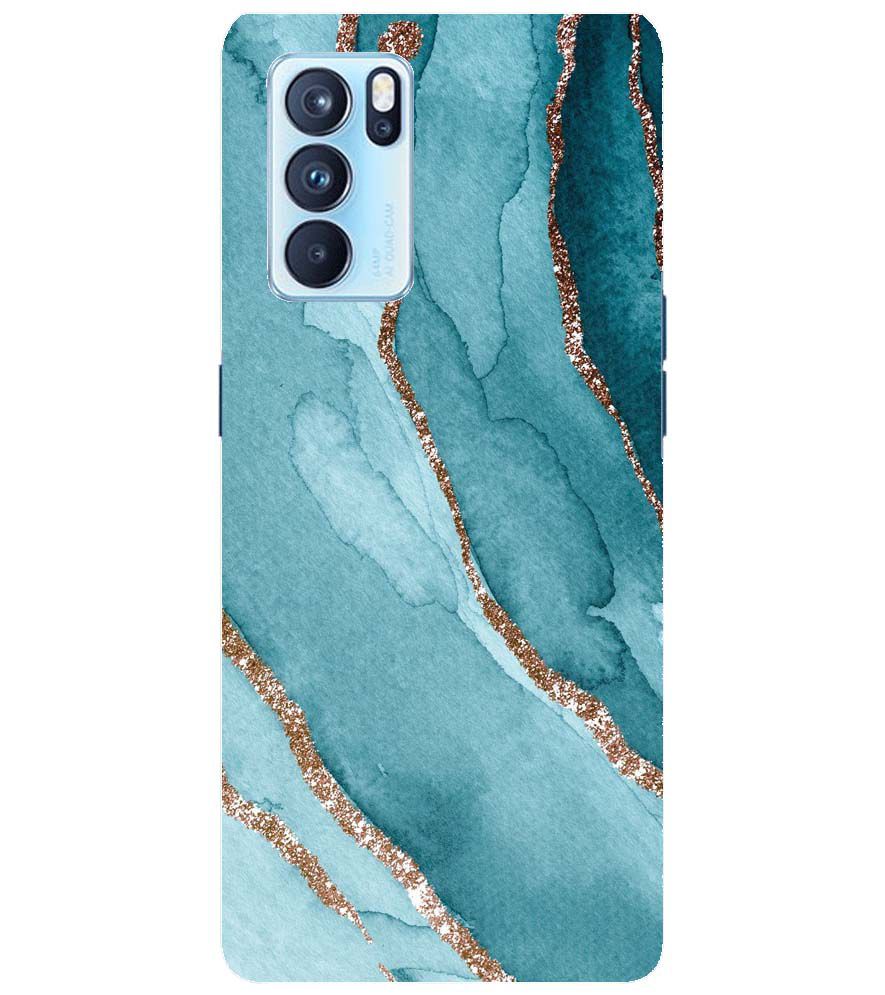 PS1329-Golden Green Marble Back Cover for Oppo Reno6 Pro 5G