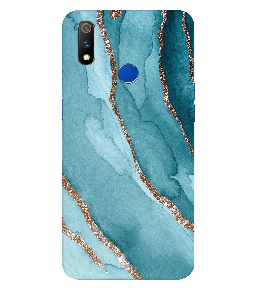 PS1329-Golden Green Marble Back Cover for Realme 3 Pro