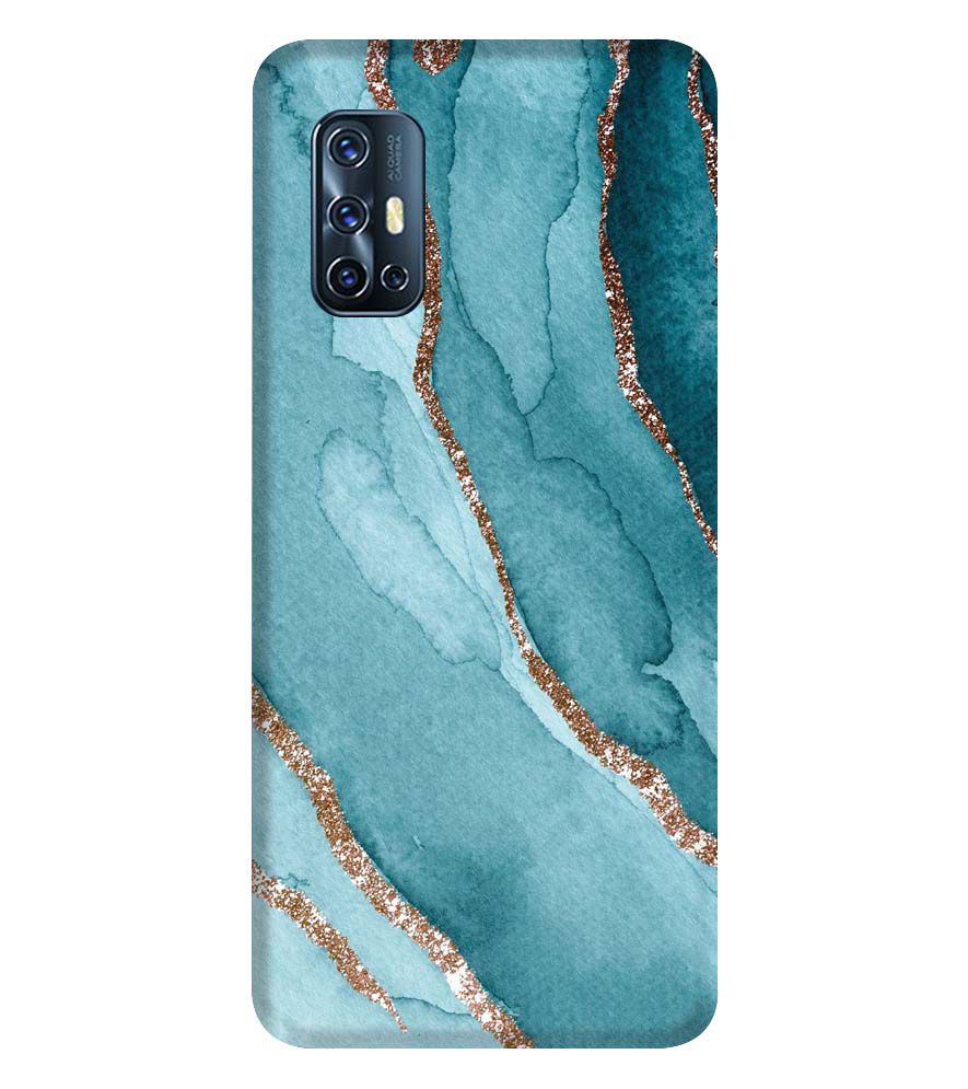 PS1329-Golden Green Marble Back Cover for Vivo V17