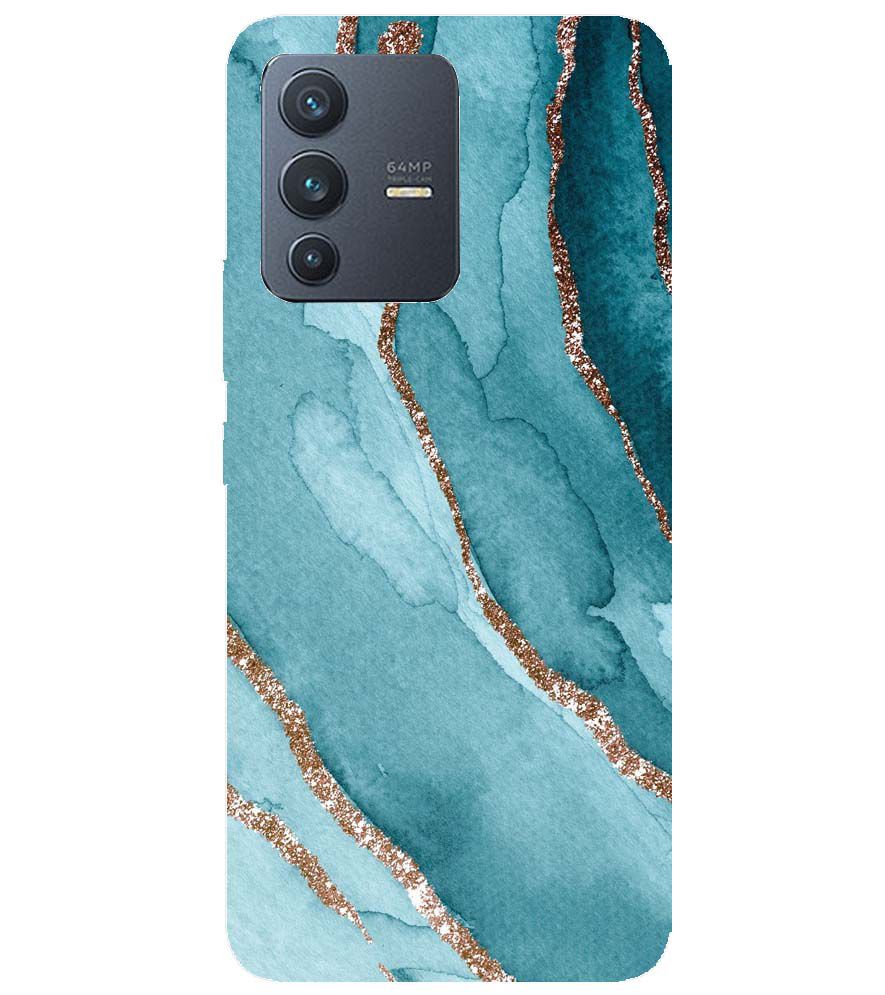 PS1329-Golden Green Marble Back Cover for vivo V23 5G