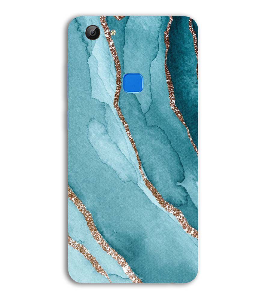 PS1329-Golden Green Marble Back Cover for Vivo V7 (5.7 Inch Screen)