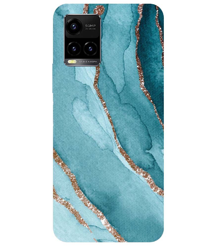 PS1329-Golden Green Marble Back Cover for vivo Y33s
