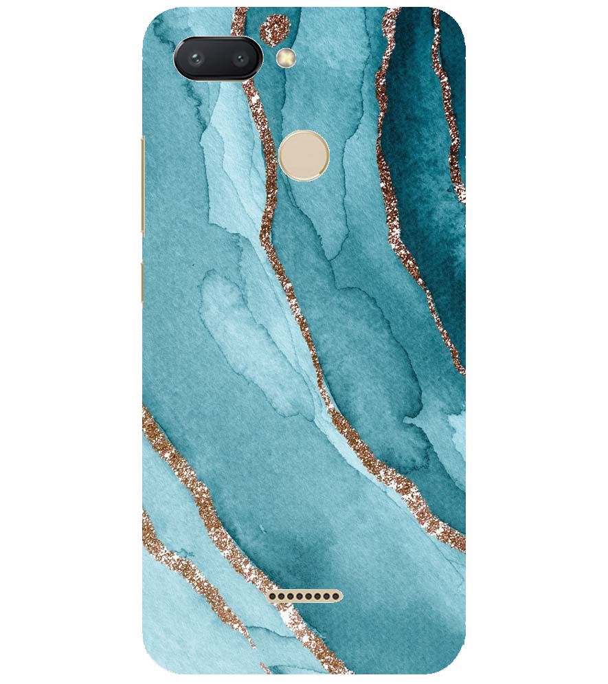 PS1329-Golden Green Marble Back Cover for Xiaomi Redmi 6