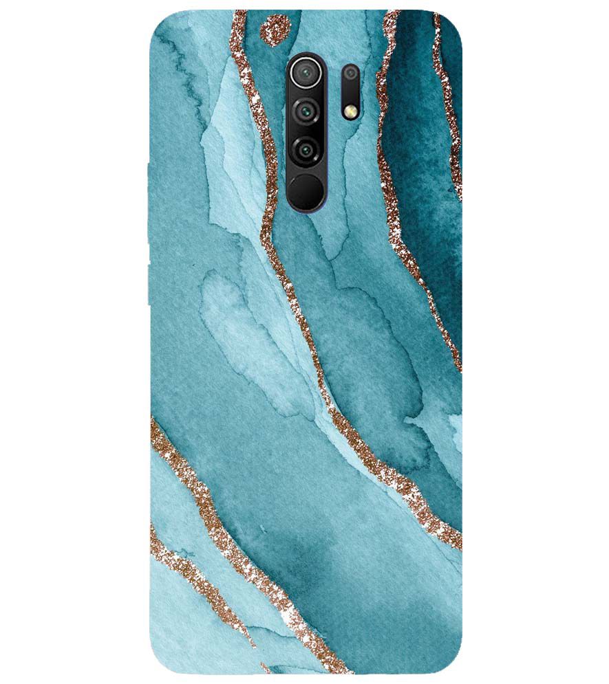 PS1329-Golden Green Marble Back Cover for Xiaomi Redmi 9 Prime