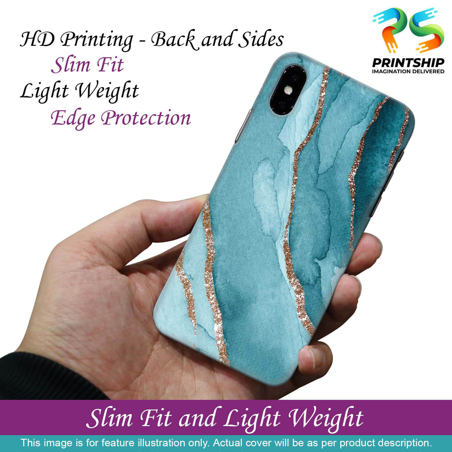 PS1329-Golden Green Marble Back Cover for Vivo V21e 5G