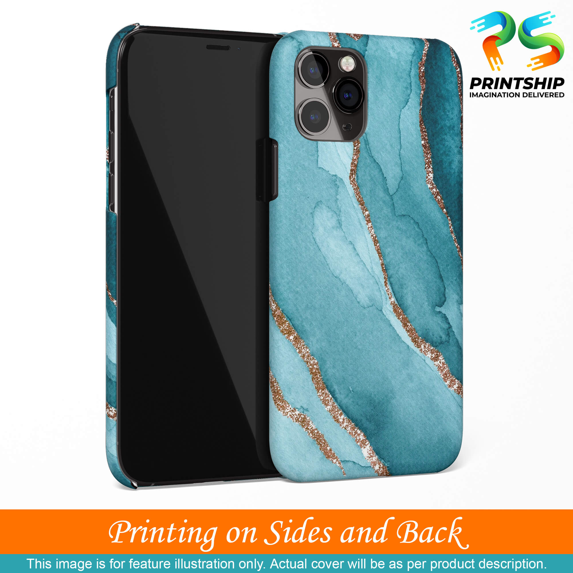 PS1329-Golden Green Marble Back Cover for Realme Narzo 50A-Image3