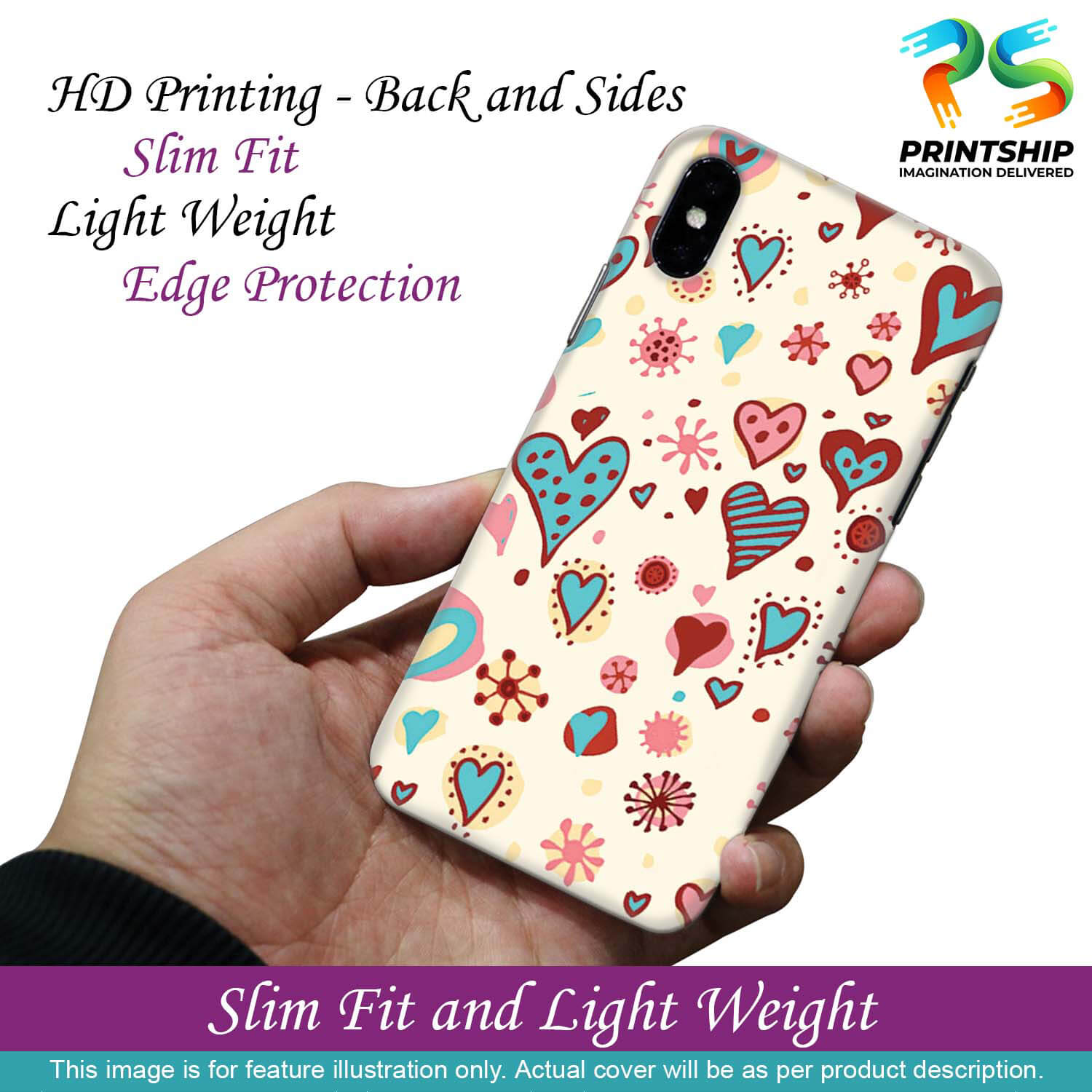 PS1332-Hearts All Around Back Cover for Vivo V15