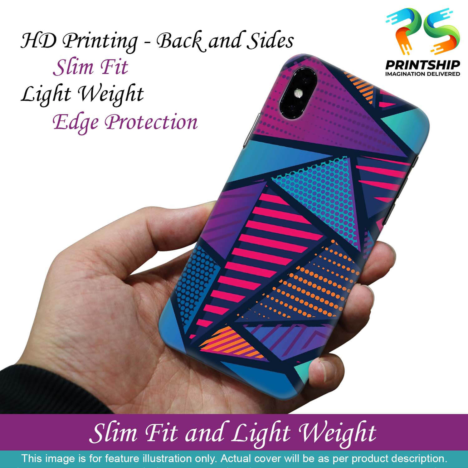 PS1335-Geometric Pattern Back Cover for Xiaomi Redmi Note 7 Pro