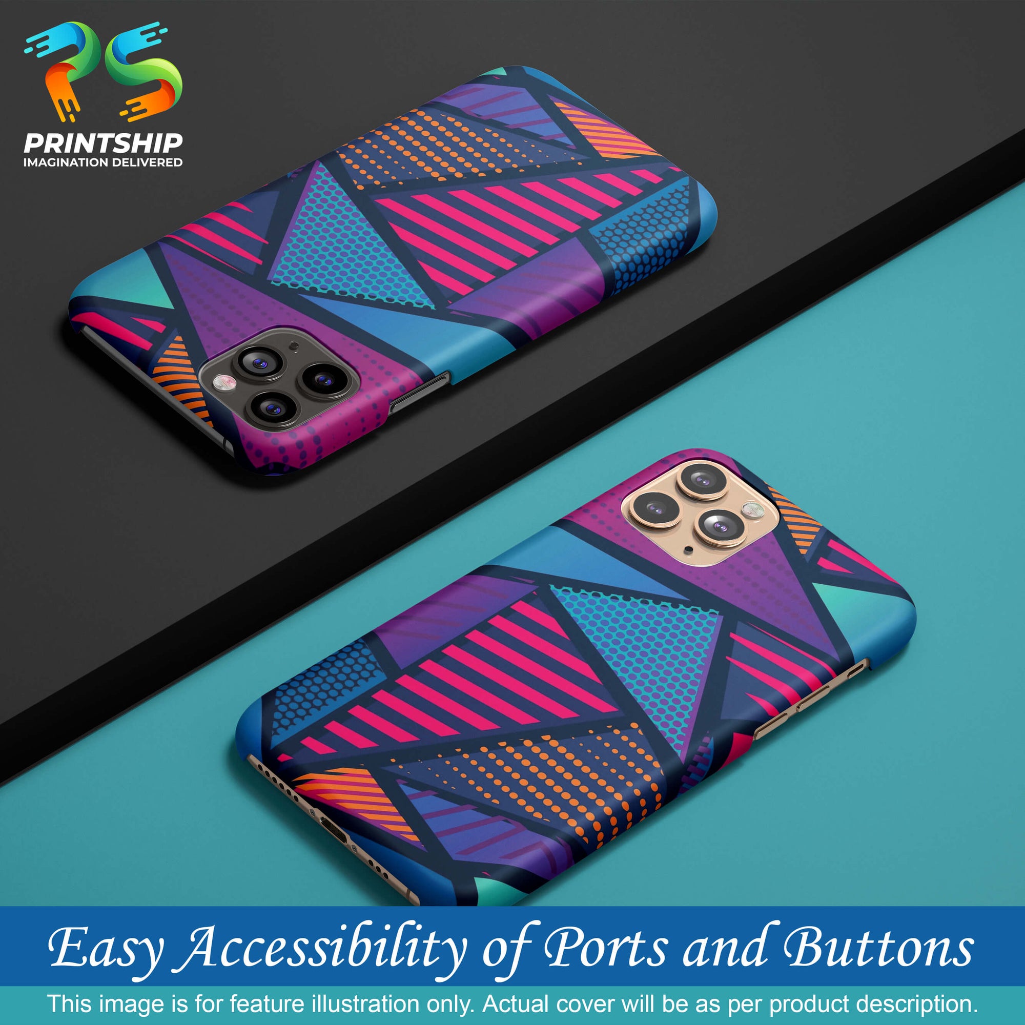 PS1335-Geometric Pattern Back Cover for Realme GT 5G-Image5