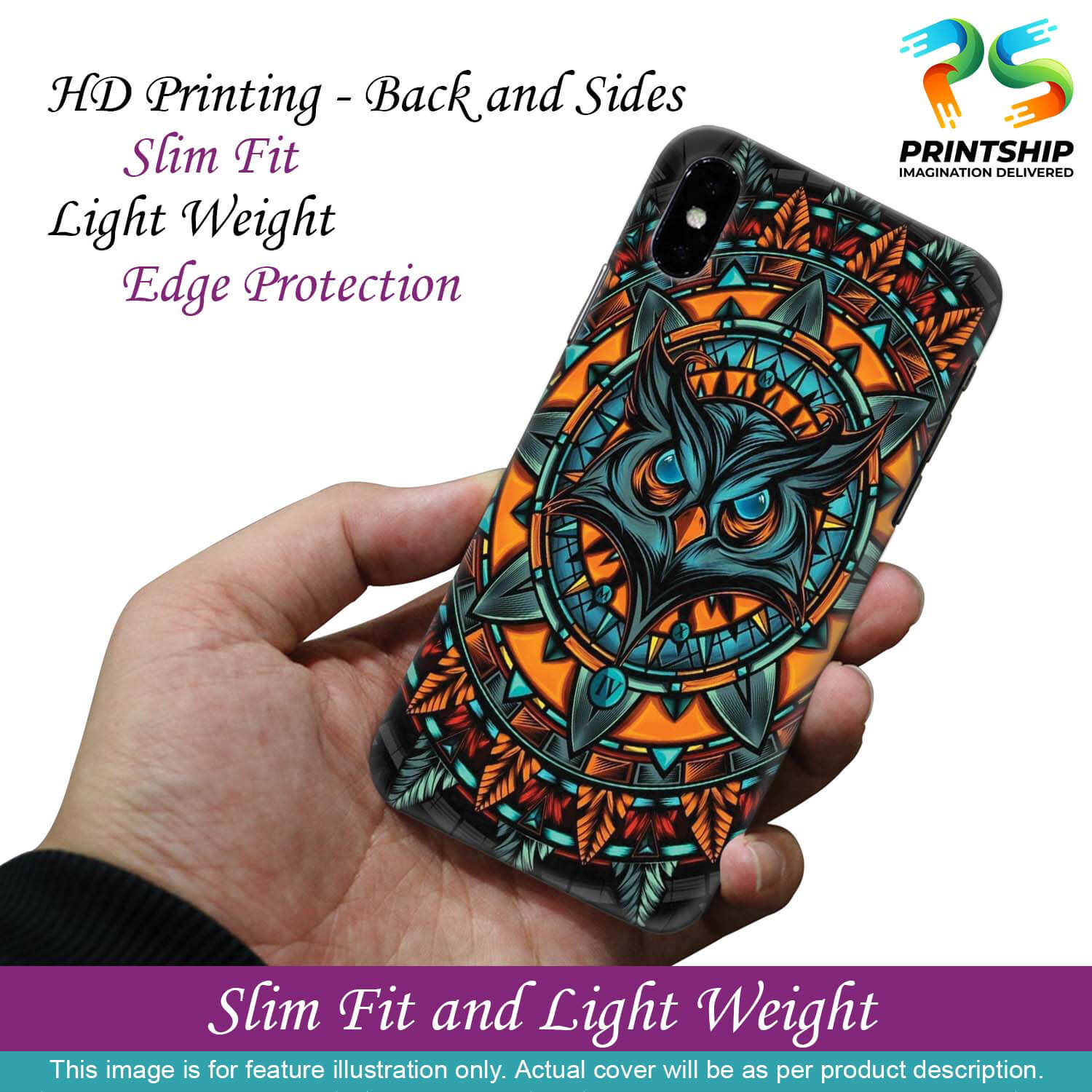 PS1338-Premium Owl Back Cover for Oppo A91