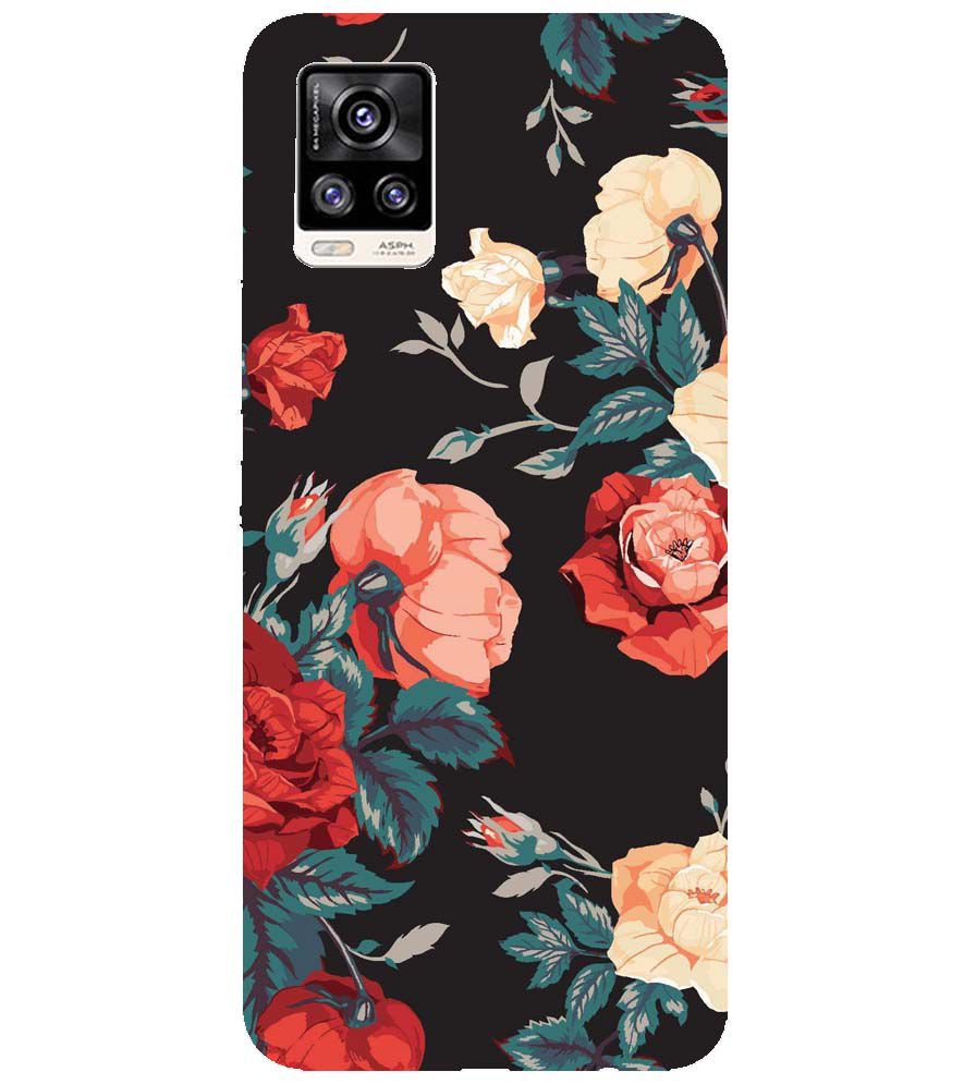 PS1340-Premium Flowers Back Cover for vivo V20