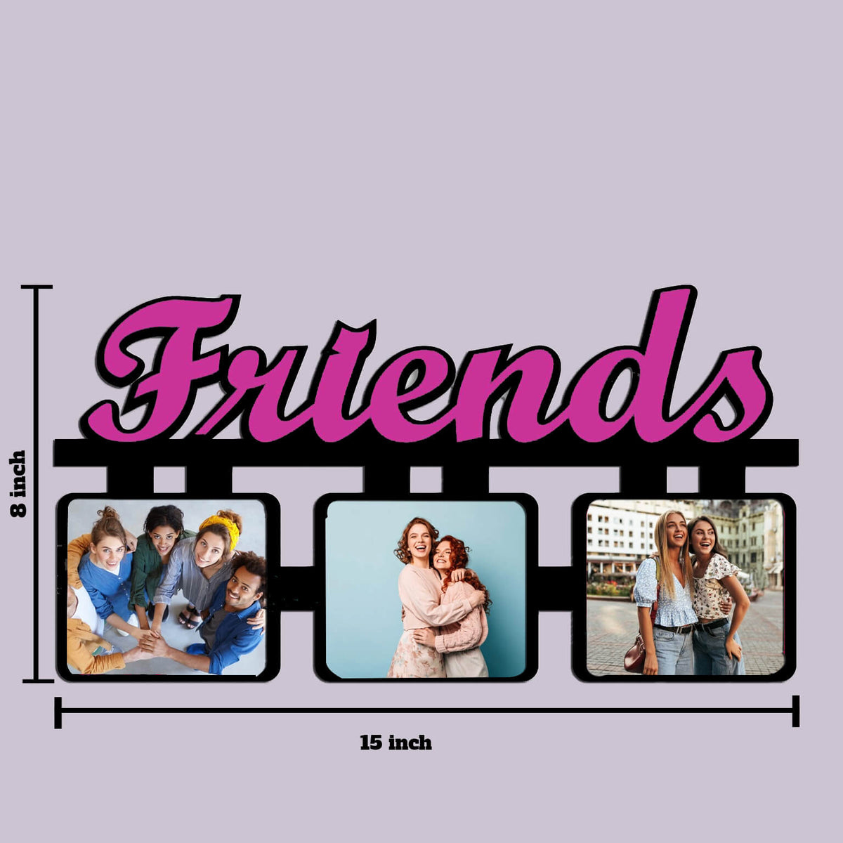 Laser Cut Photo Frame Friends Photos - MDF Wood, 15 x 8 Inches