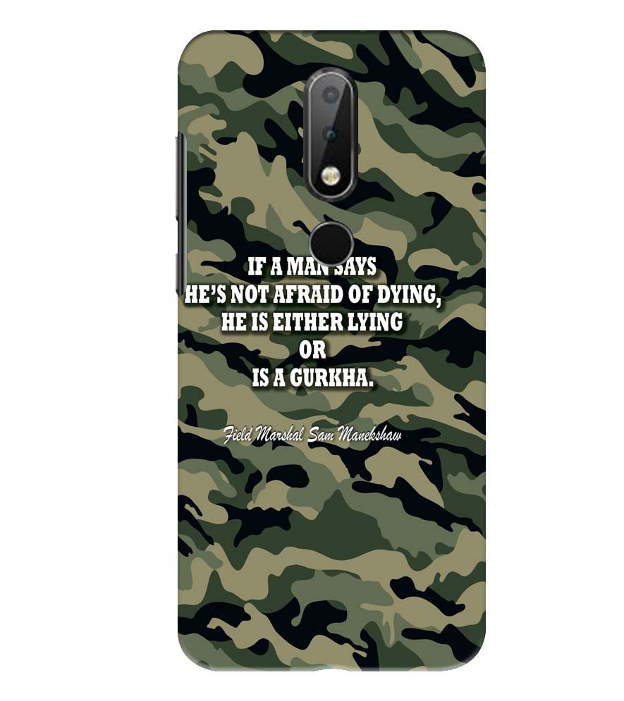 W0450-Indian Army Quote Back Cover for Nokia 6.1 Plus (Nokia X6)