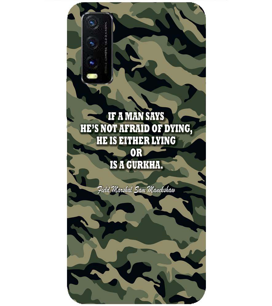 W0450-Indian Army Quote Back Cover for vivo Y12s