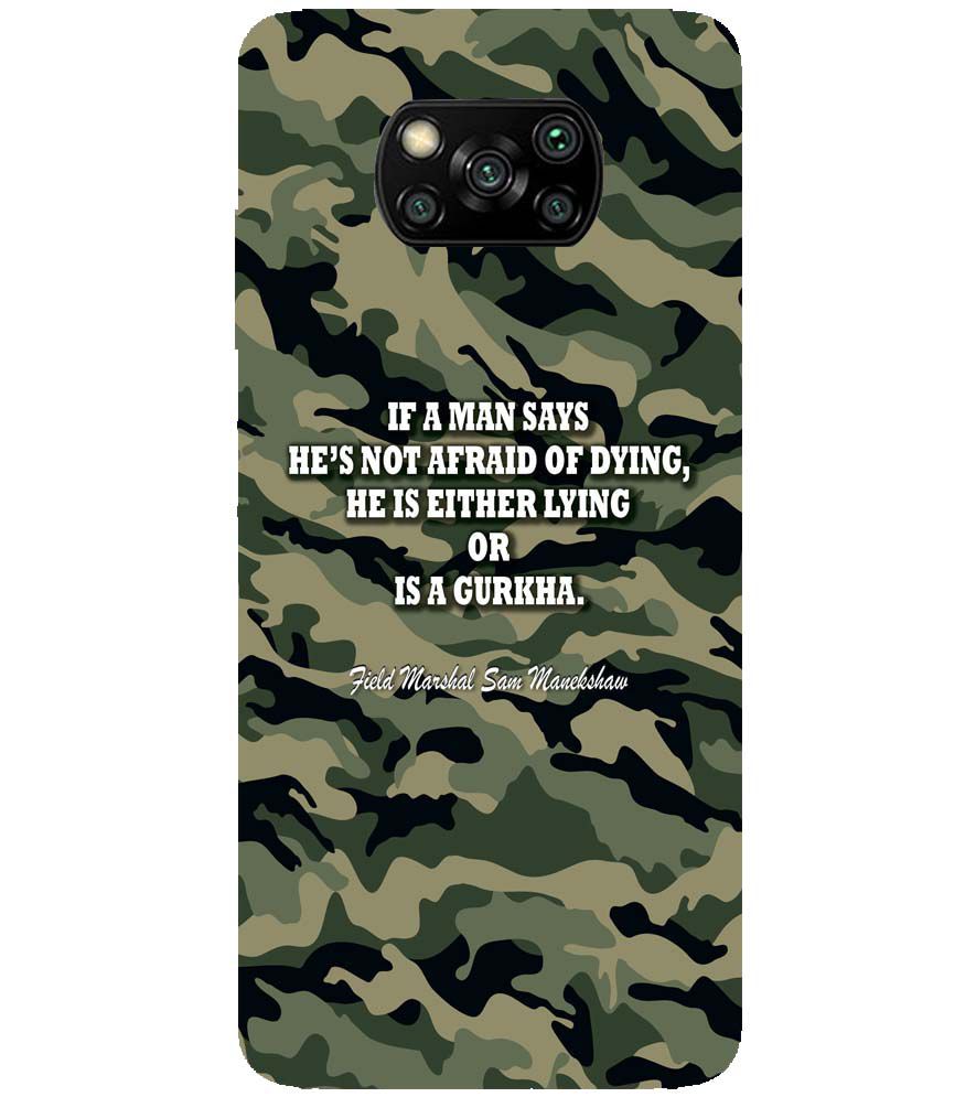 W0450-Indian Army Quote Back Cover for Xiaomi Poco X3 Pro