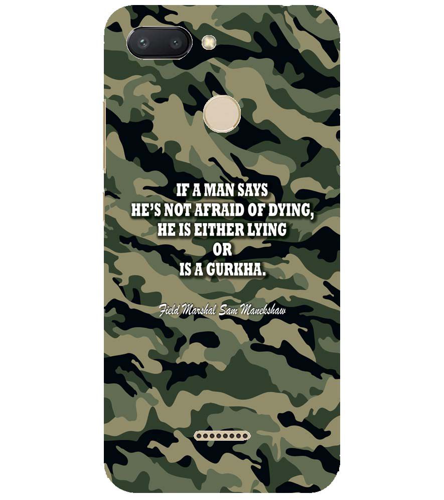 W0450-Indian Army Quote Back Cover for Xiaomi Redmi 6