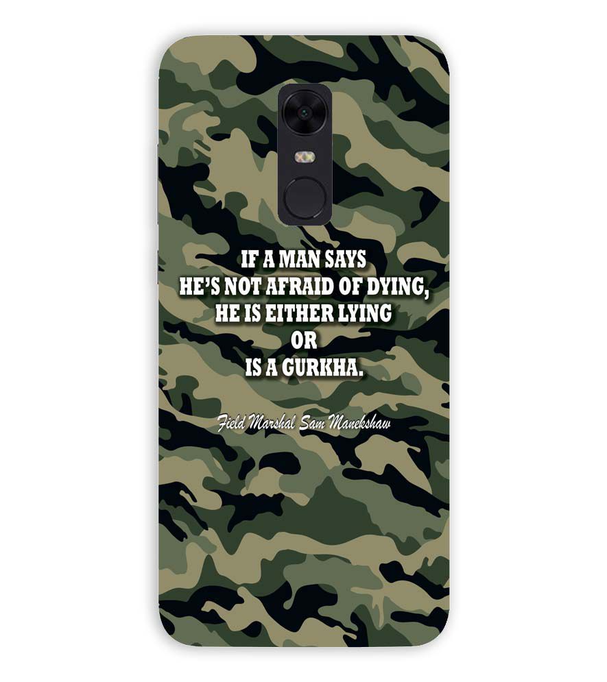 W0450-Indian Army Quote Back Cover for Xiaomi Redmi Note 5